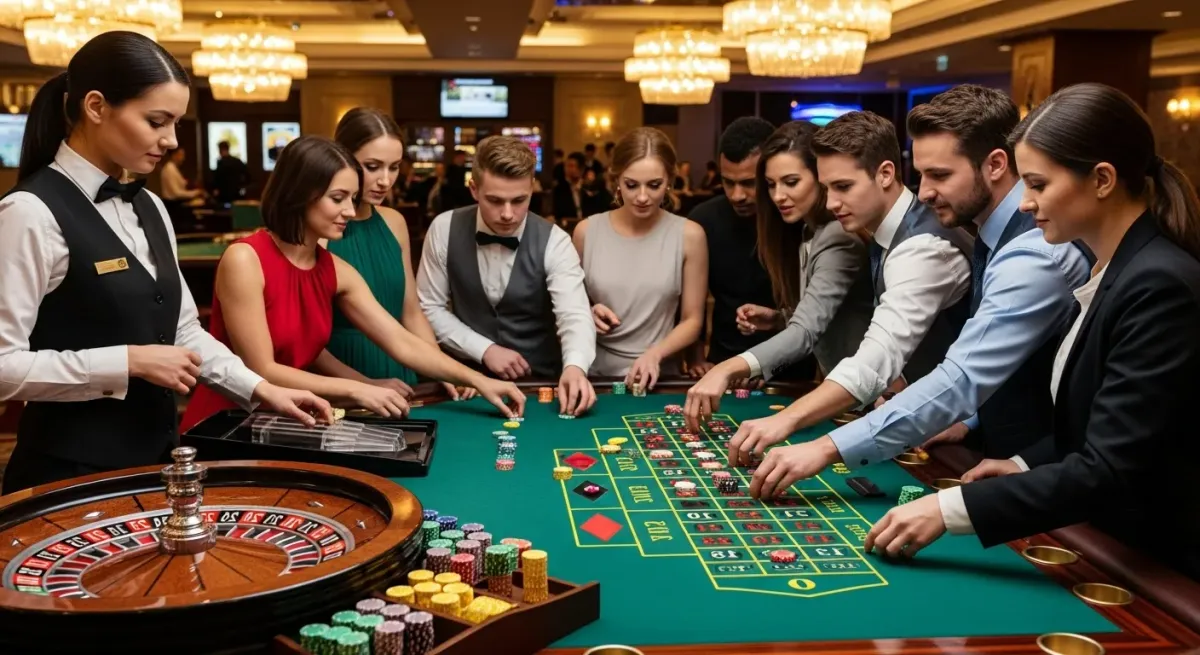 Reactoonz Spieler platzieren Chips am Roulettetisch im Casino